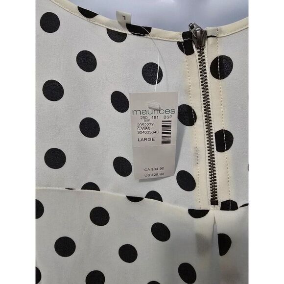 Maurices Polka Dot Womens Top With Zipper & Rolled Sleeves - Large - Picture 4 of 5